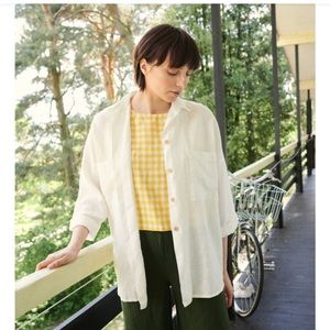 Linenfox Kay Milky White button down Linen shirt XS